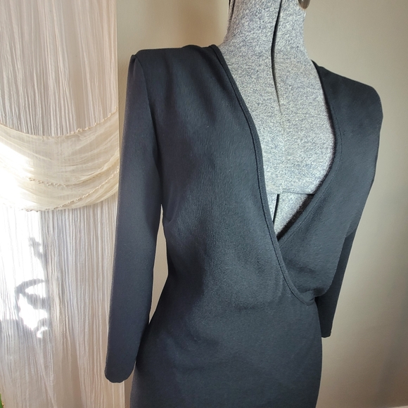 American Apparel Black Tulip Hem Maxi Wrap Dress Size Medium - Picture 3 of 6